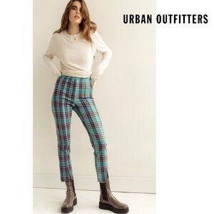 UO Tessa Notched Plaid High Waisted Crop Pant